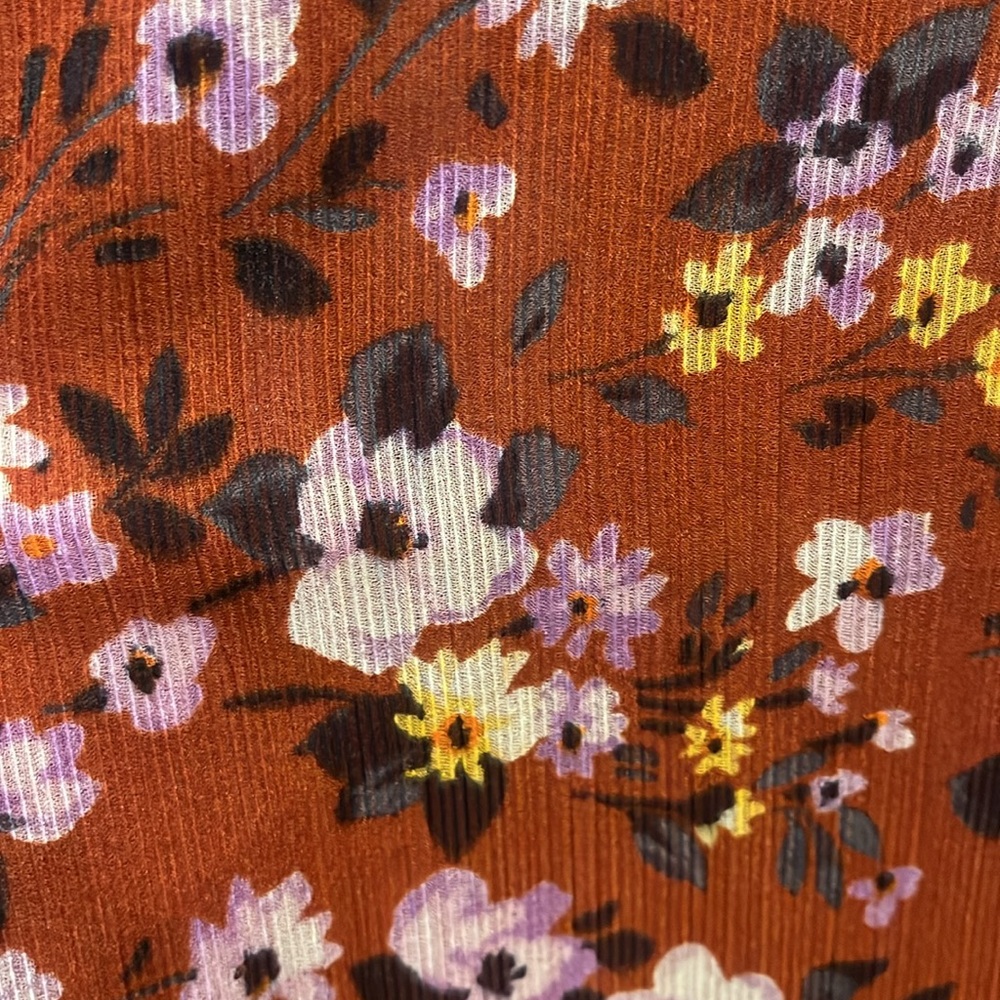 Ann Taylor Floral Ruffle Mock Neck Top - Picture 4 of 6